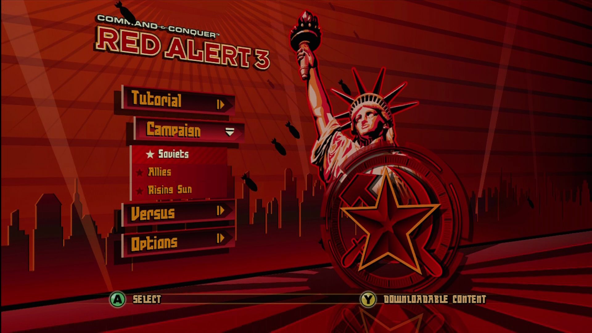 Command & Conquer: Red Alert 3 title screen for Xbox 360